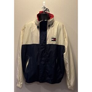 Vintage Tommy Hilfiger Lightweight 77806 Hooded Jacket Windbreaker Blue Yellow L